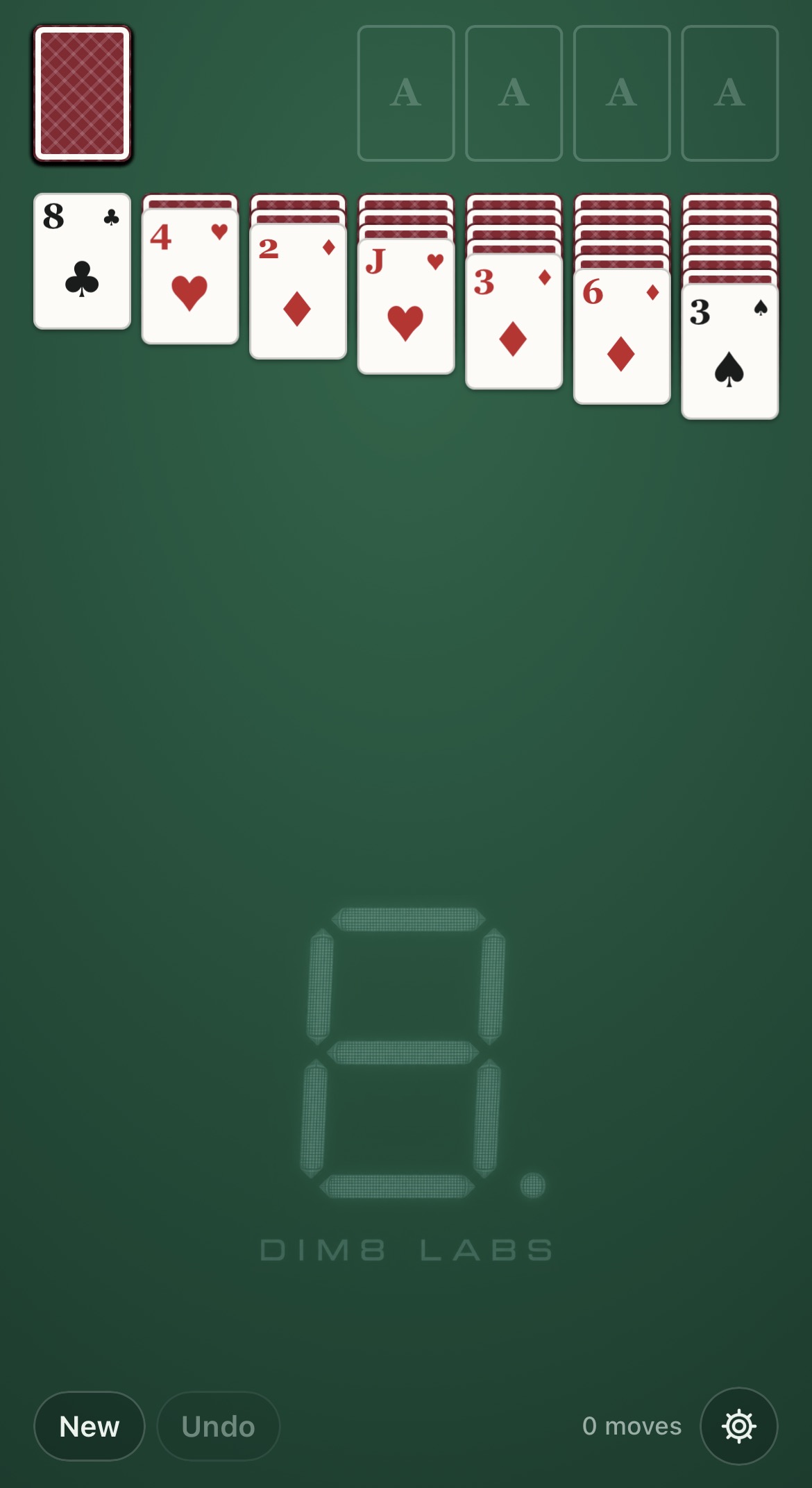 Classic Solitaire theme on green felt.